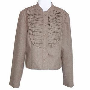 Tabitha Anthropologie Tan Pleated Wool Blend Blaze